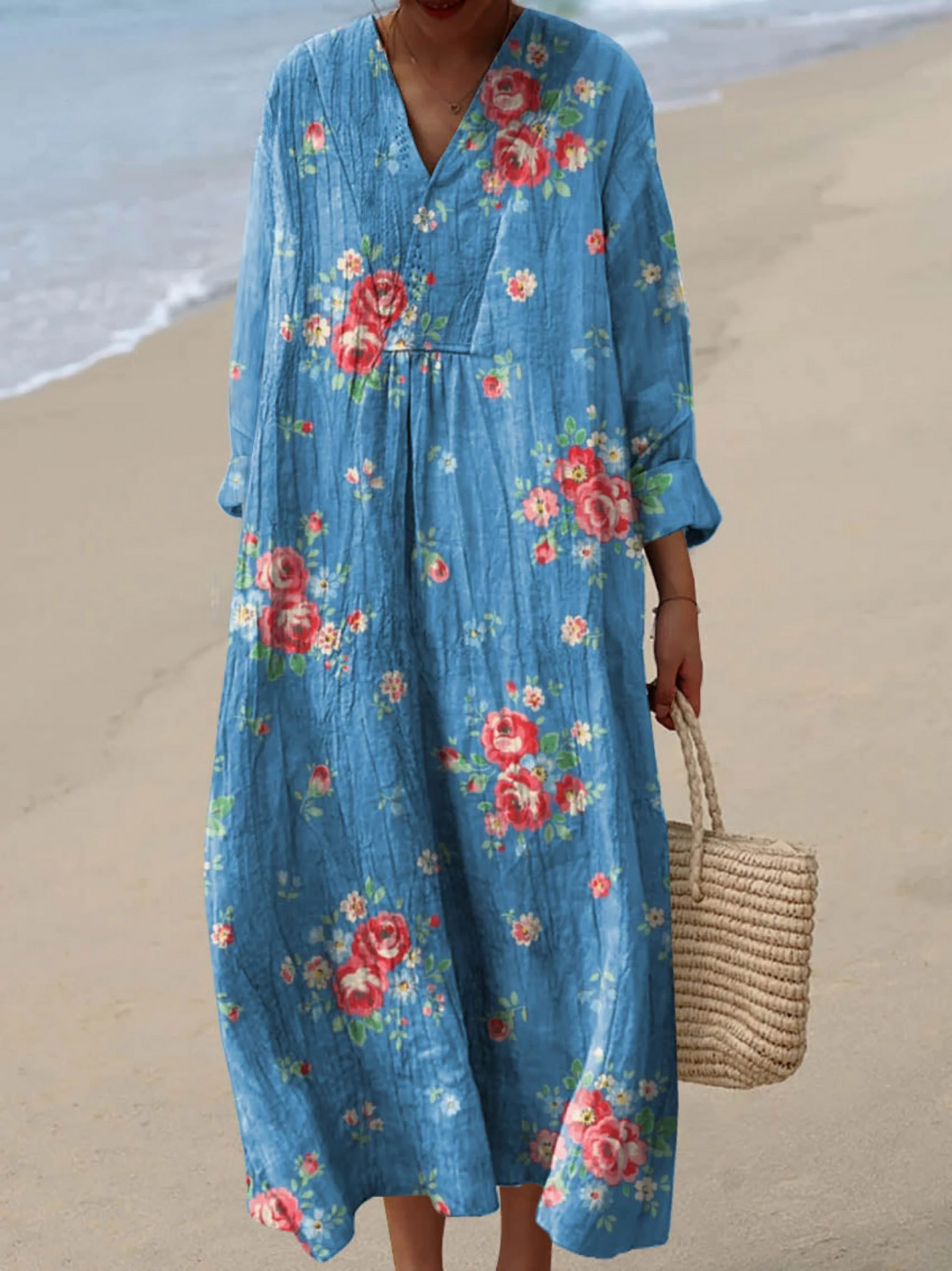 Women's Vintage Lovely Floral Pattern Art Print Dress