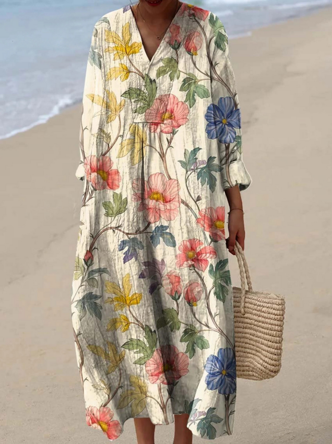 Women's Vintage Lovely Floral Art Print Dress