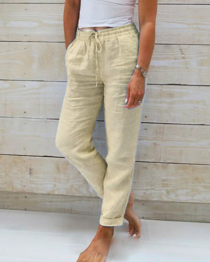 Elodie - Luxe Cotton-Linen Tailored Trousers