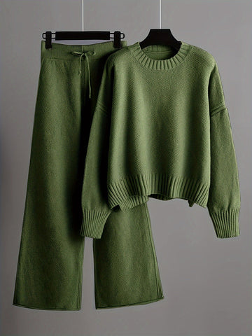 Emily™ Cozy Knit Loungewear Set | Relaxed Sweater and Wide-Leg Trousers