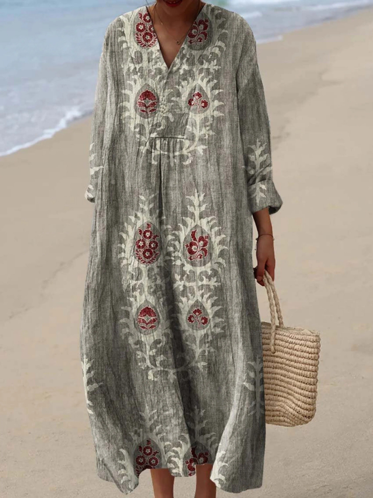 Women's Vintage Ethnic Floral Art Print Dress