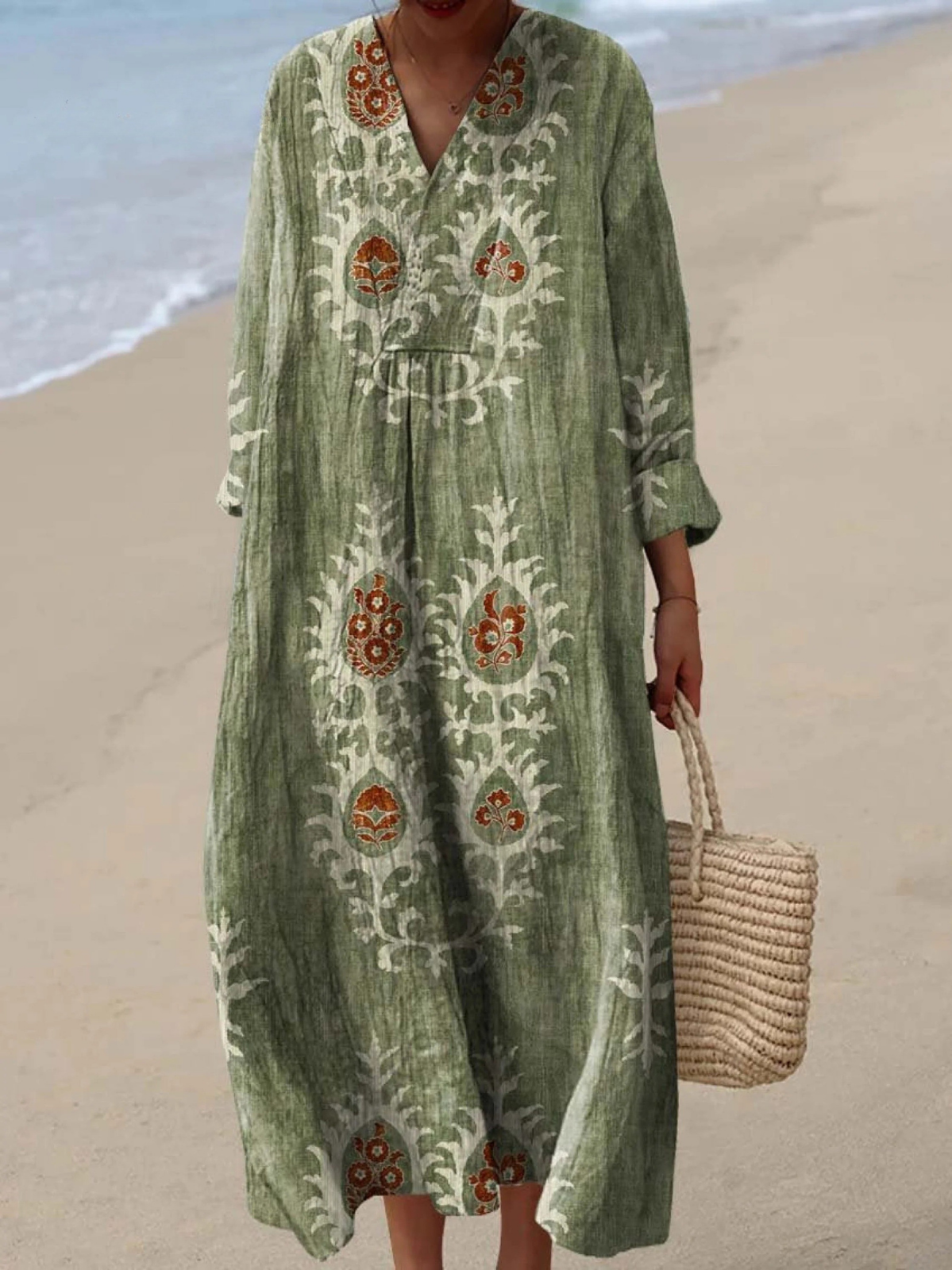 Women's Vintage Ethnic Floral Art Print Dress