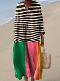 Women's Vintage Geometric Line Art Print Dress