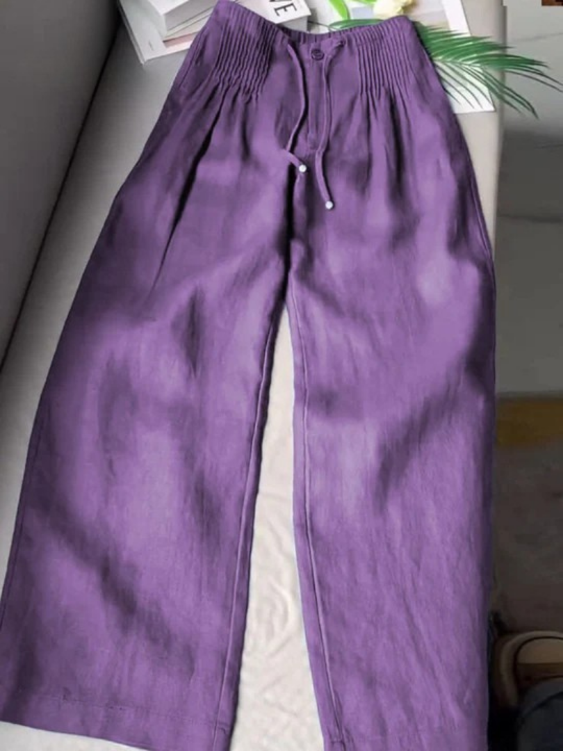 Camille | Wide-leg Pants in Cotton and Linen Blend