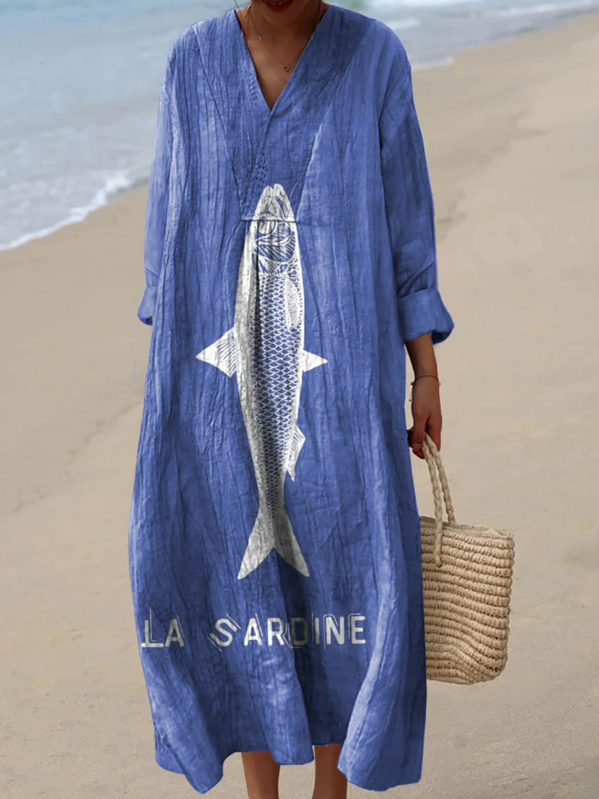 Women's Funny Sardine Pattern Art Print Dress