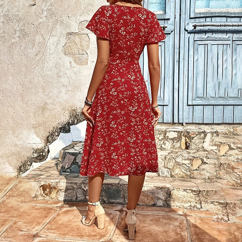 Soleil Women's Maxi Dress | Floral Print, Button-Up, Bohemian Style - 9