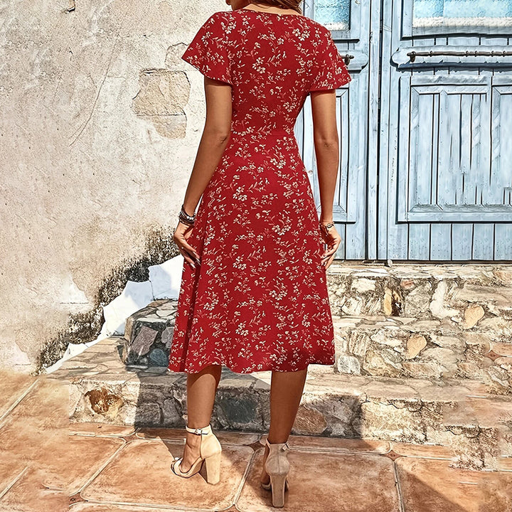 Soleil Women's Maxi Dress | Floral Print, Button-Up, Bohemian Style - 9
