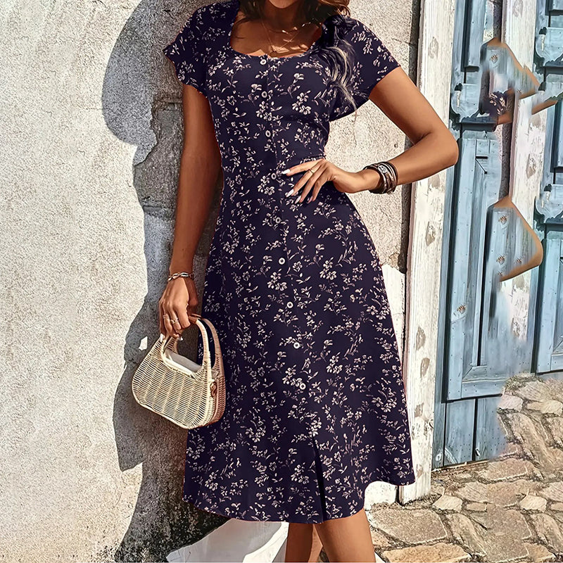 Soleil Women's Maxi Dress | Floral Print, Button-Up, Bohemian Style - 10