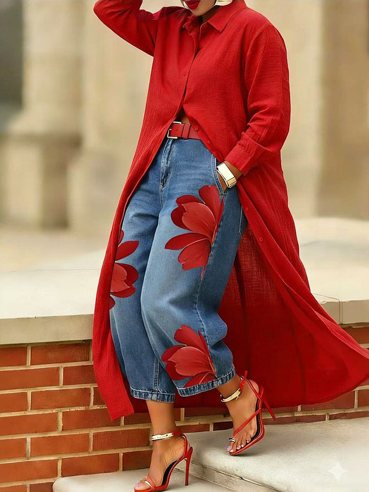 Sophia™ | Elegant Floral Wide-Leg Trousers
