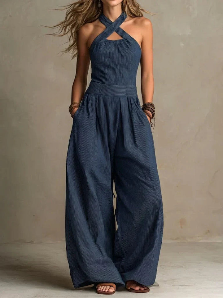 Ariana Women's Jumpsuit | Elegant Cross Neck, Wide Leg Design 3