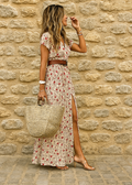Briony – Elegant Long Dress with Paisley Prints and Belt