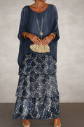 Nora Layered Dress - Dark Blue