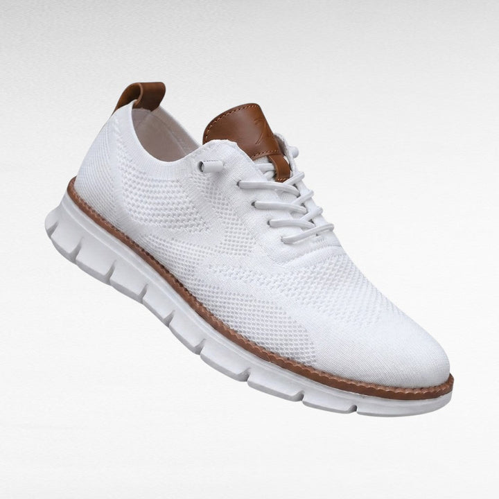 Fabrico Men's Shoes | Breathable Mesh Knit with Cognac Leather Trim 3