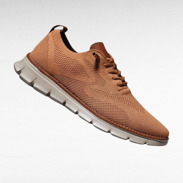 Fabrico Men's Shoes | Breathable Mesh Knit with Cognac Leather Trim 6