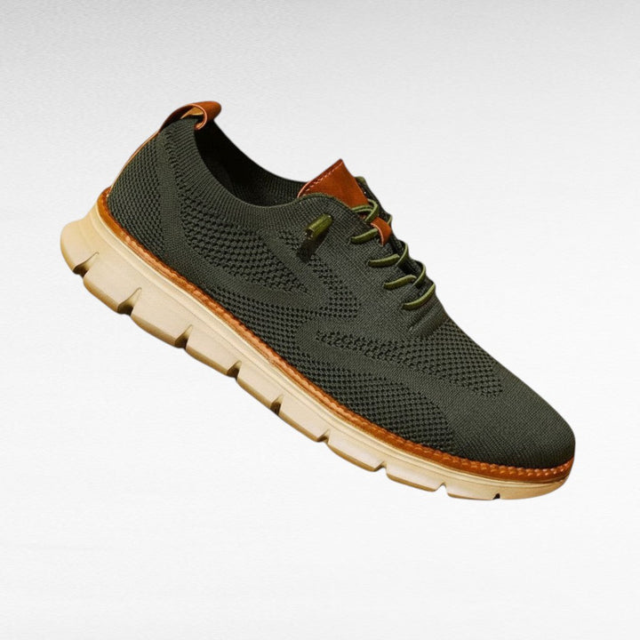 Fabrico Men's Shoes | Breathable Mesh Knit with Cognac Leather Trim 7