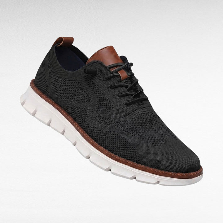Fabrico Men's Shoes | Breathable Mesh Knit with Cognac Leather Trim 9