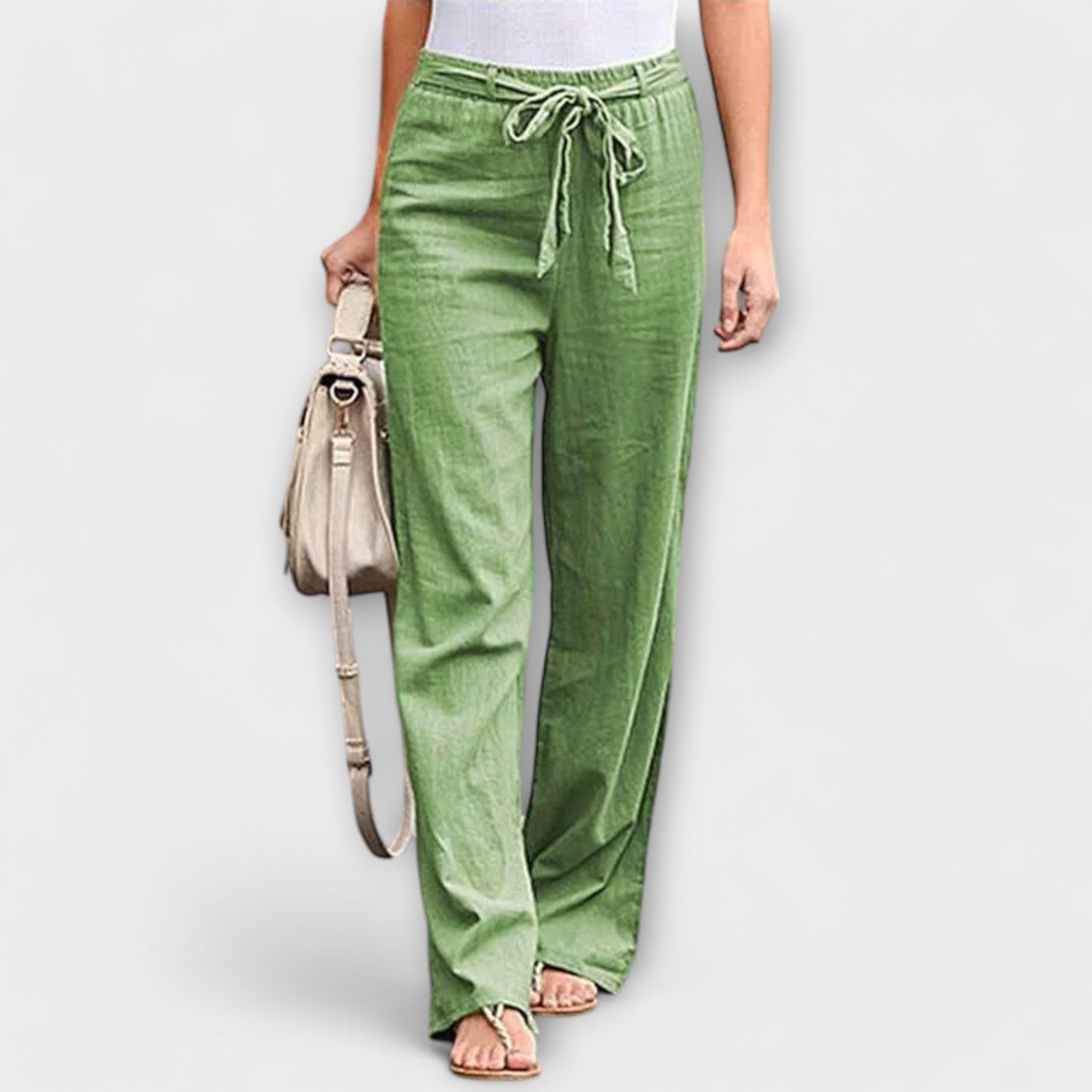 Pauline – Tie Waist Wide Leg Trousers