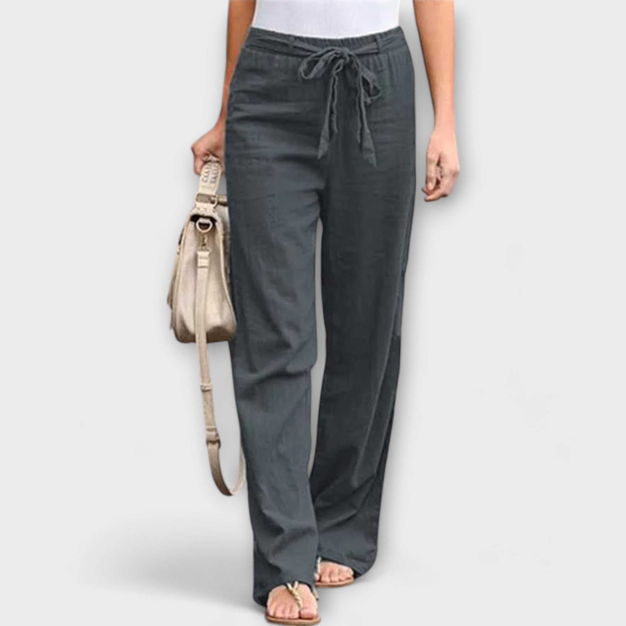 Pauline – Tie Waist Wide Leg Trousers