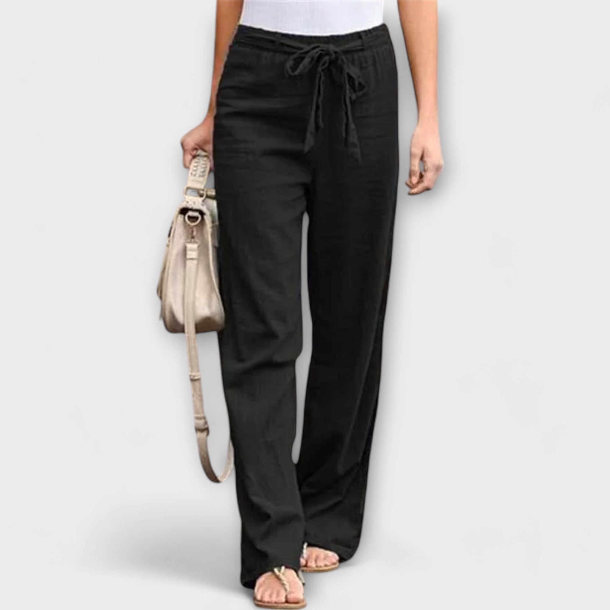 Pauline – Tie Waist Wide Leg Trousers