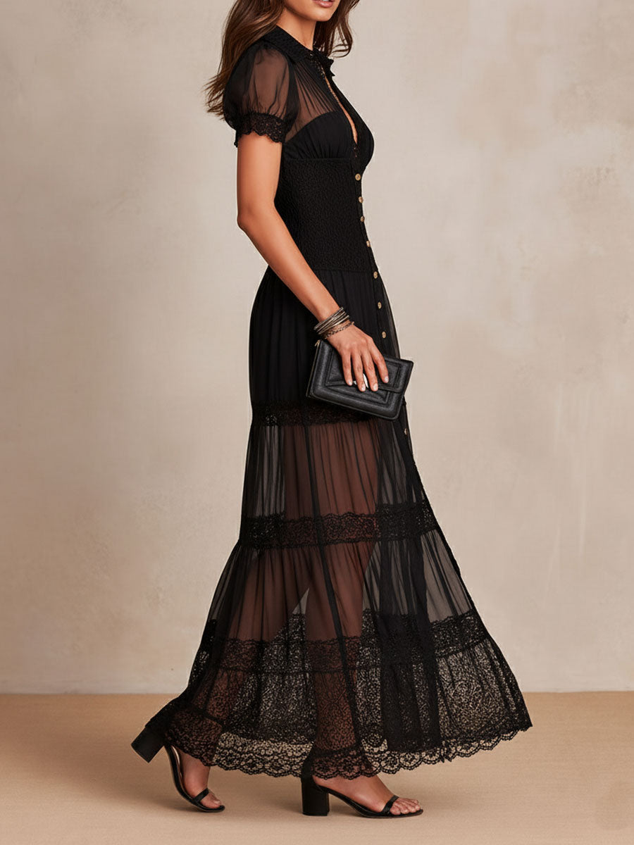 Melora Women's Maxi Dress | Sheer Lace, Elegant Bohemian Style 2