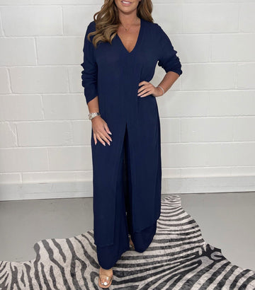 Cherly™ Comfy Two-Piece Set | Flowy Blouse and Wide-Leg Trousers