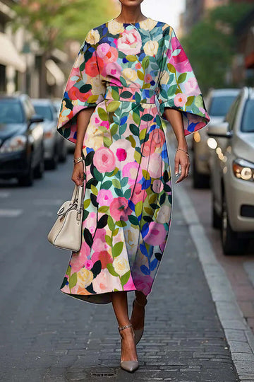Melody | Elegant Floral Midi Dress