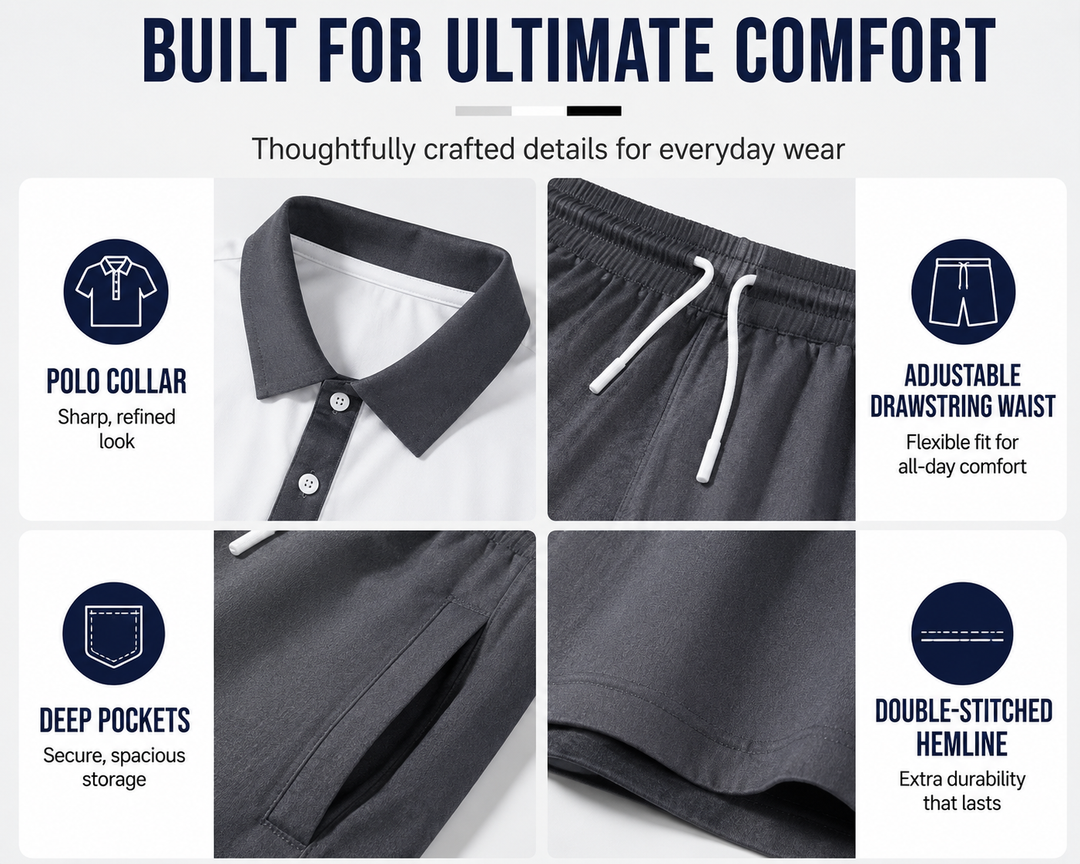 Sullivan | Shirt and Shorts Set - Breathable Casual Summer Wear