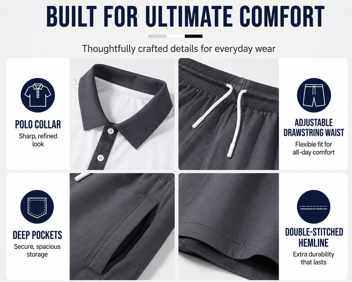 Sullivan | Shirt and Shorts Set - Breathable Casual Summer Wear