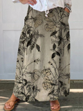 Kisses™ |  Retro Floral Art Elastic waistband Pocket Skirt