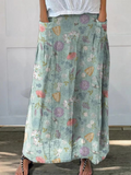 Daisy™ | Blooming Spring Floral And Bumble Bee Pattern Printed Pocket Skirt
