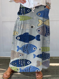 Trisia™ | Vintage Lovely Fish Art Print Pocket Skirt