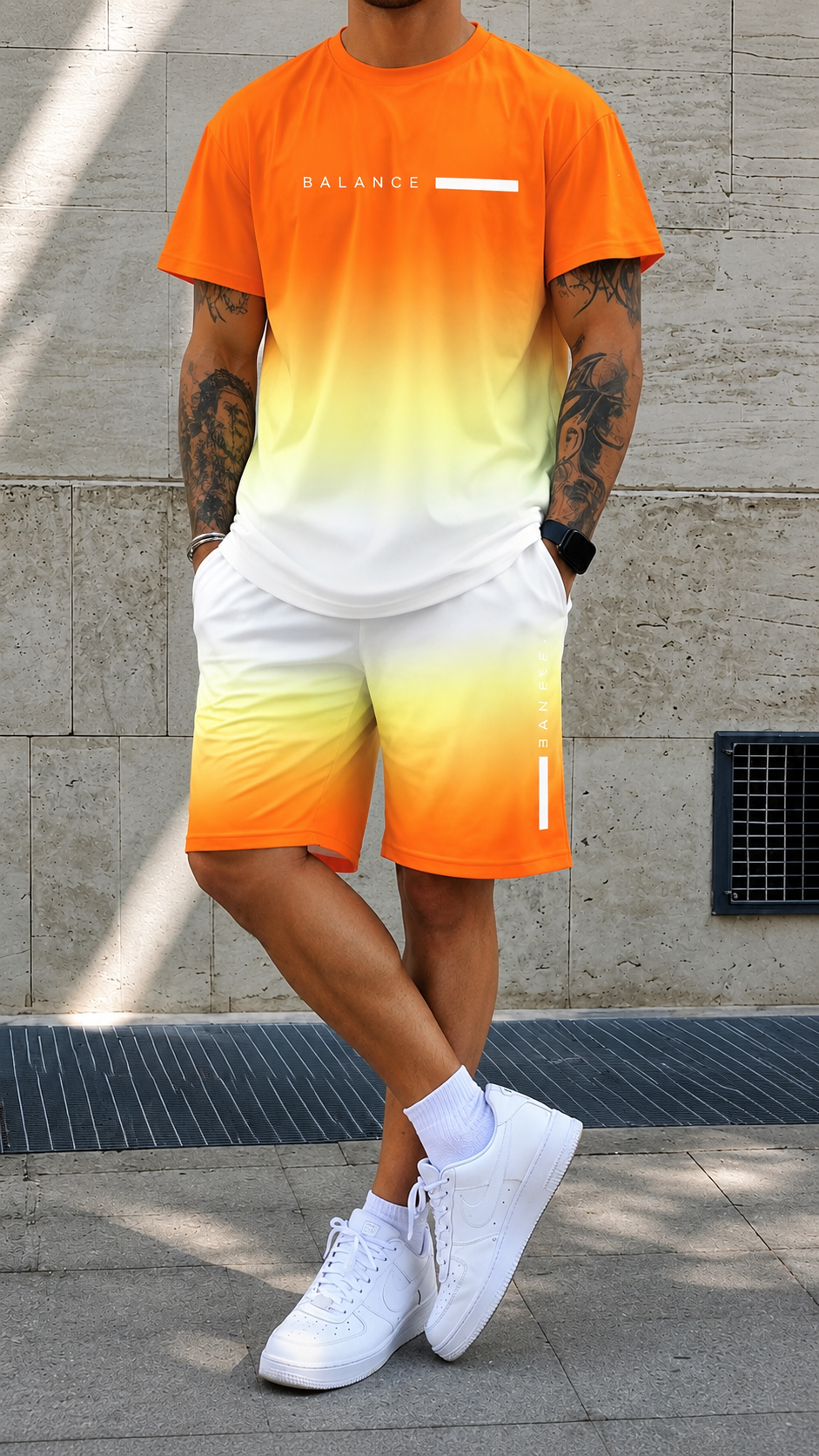 Varel Men's Outfit | Breathable Cotton and Technical Polyester, Sporty Design 4