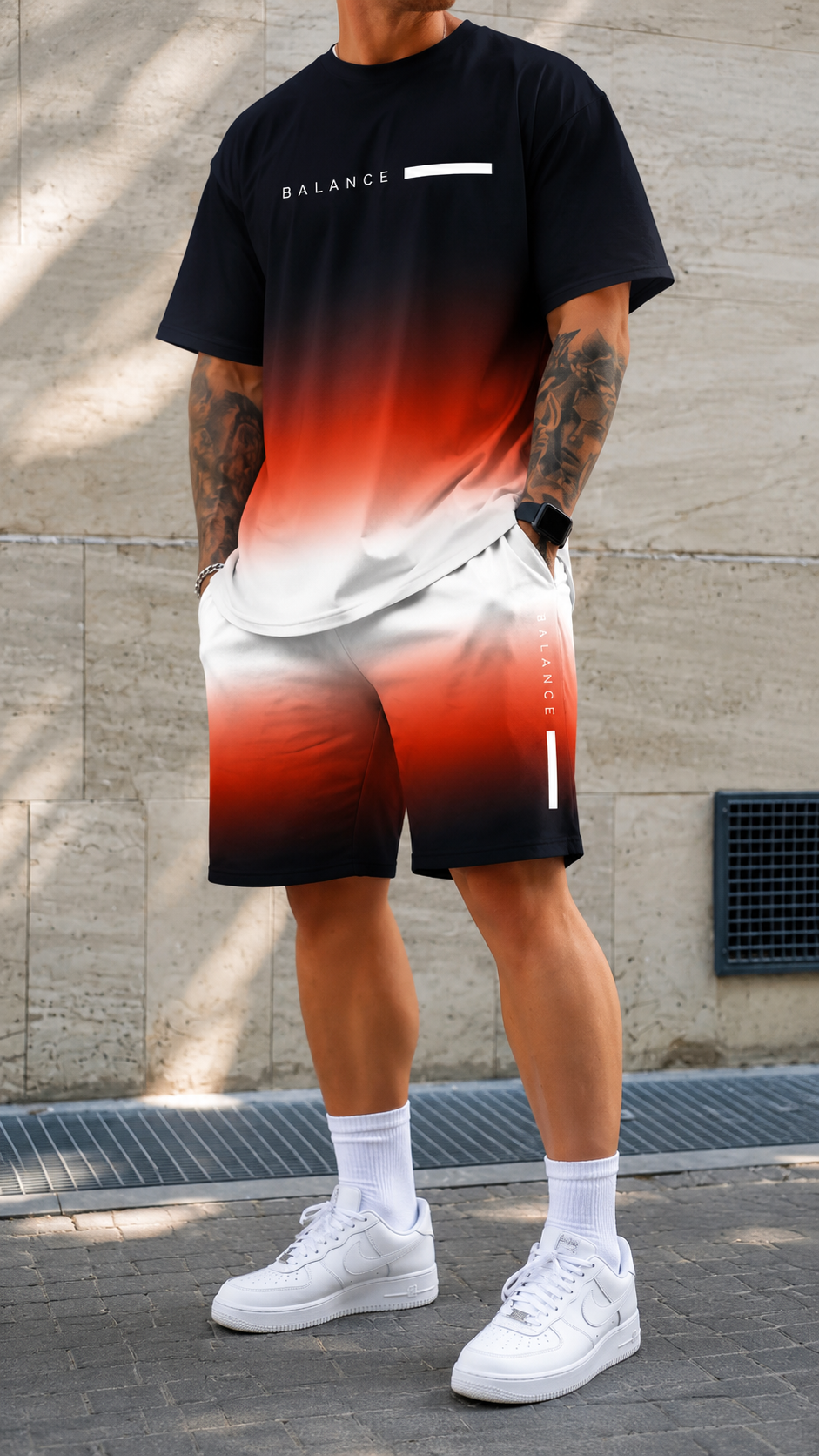 Varel Men's Outfit | Breathable Cotton and Technical Polyester, Sporty Design 9