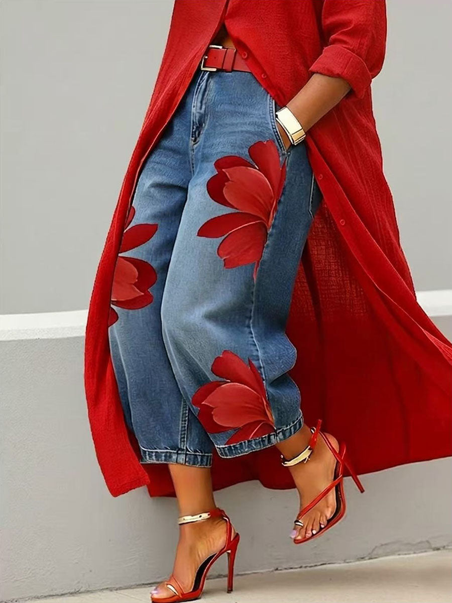 Sophia™ | Elegant Floral Wide-Leg Trousers