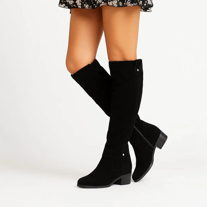 Winter Boots Women Black Leather Comfortable Design 4-Season With Non-Slip Sole