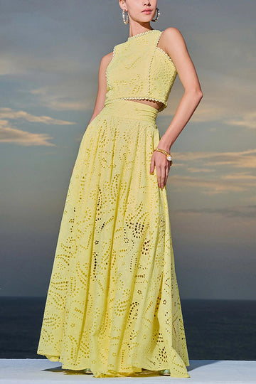 Larissa™ Embroidered Top & High-Waist Maxi Skirt Set | Elegant Two Piece Outfit