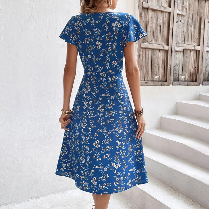 Soleil Women's Maxi Dress | Floral Print, Button-Up, Bohemian Style - 8