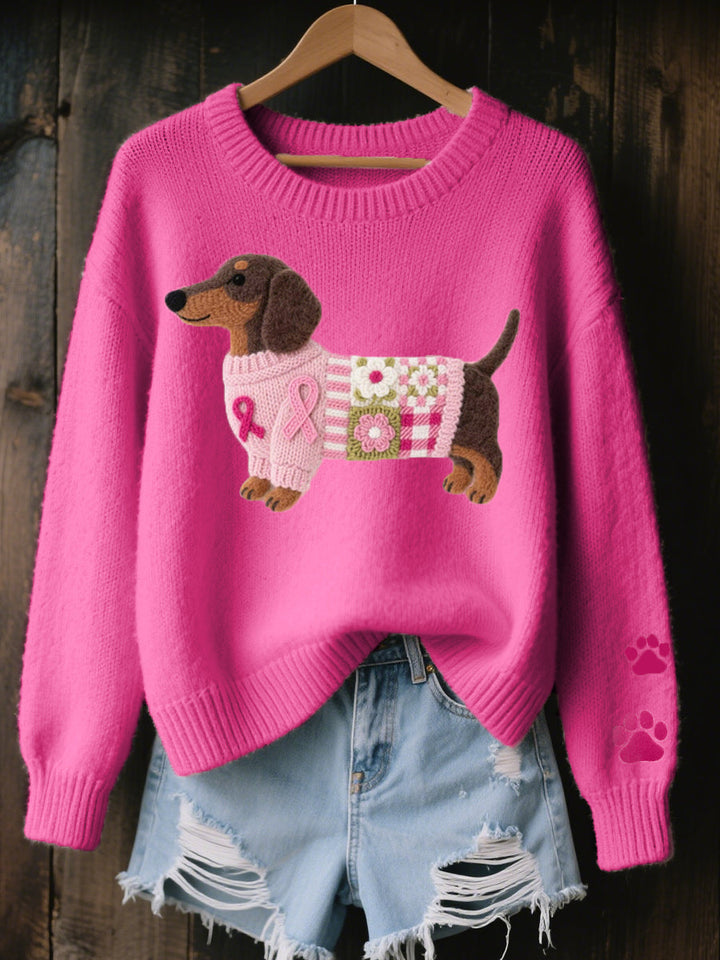 Naoni – Sweater Made of Wool Yarn with Dachshund Felt Pattern