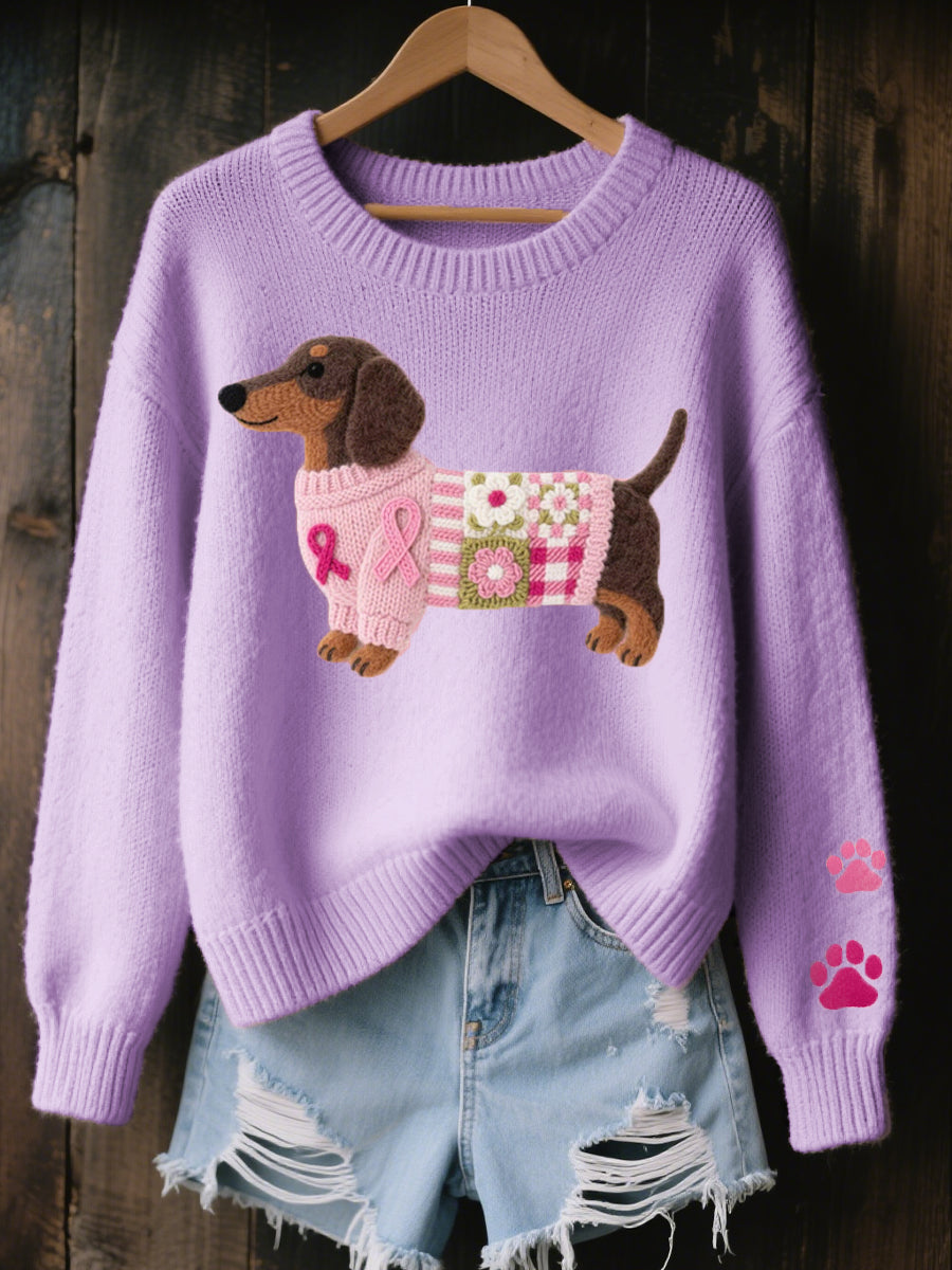 Naoni – Sweater Made of Wool Yarn with Dachshund Felt Pattern